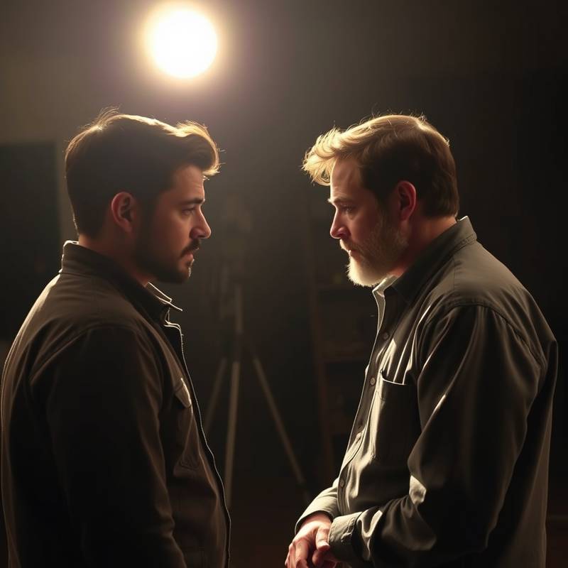 Actors practicing scene study